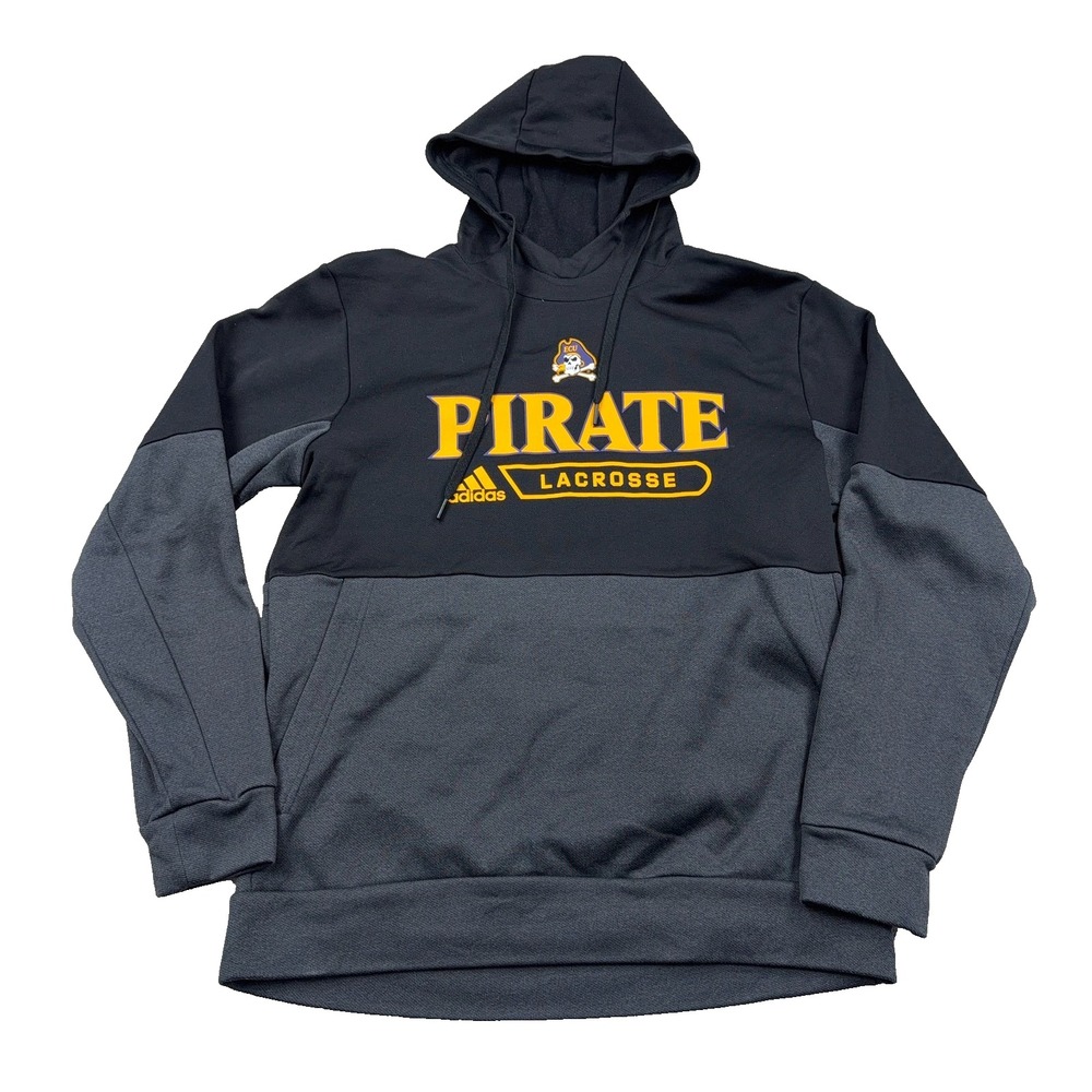 East Carolina Pirates Hoodie Women Large Black Gray Lacrosse Sweatshirt Adidas